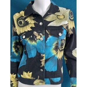 acorn XS shacket button down sunflowers blue black U.S.A fashion 1